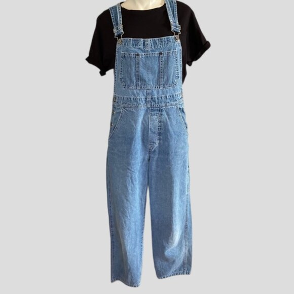 Vintage 1990s Jonny Q Overalls 100% Cotton Blue Denim Wash Retro Coveralls - Picture 1 of 13